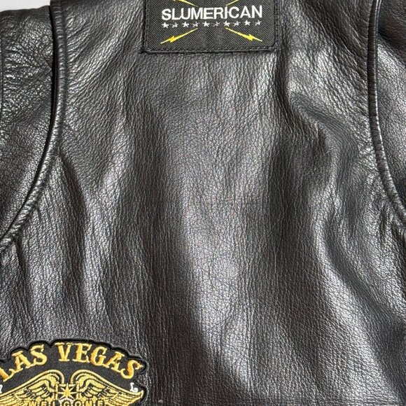 Daniel Smart Womens Leather Biker Vest XS With Patches Black - Picture 8 of 10